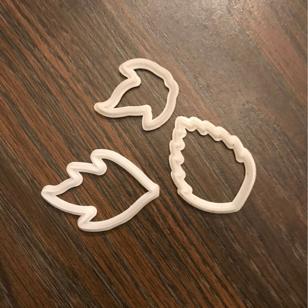 Set of White Leaf-Shaped Cookie or Fondant Cutters